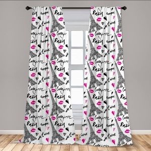 NEW Ambesonne Eiffel Paris 56" X 84”Window Curtains Notre Dame Bicycle Pair